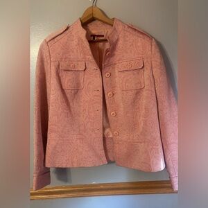 Tapemeasure Women’s Pink Brocade Jaquard Military Style Jacket Size 14